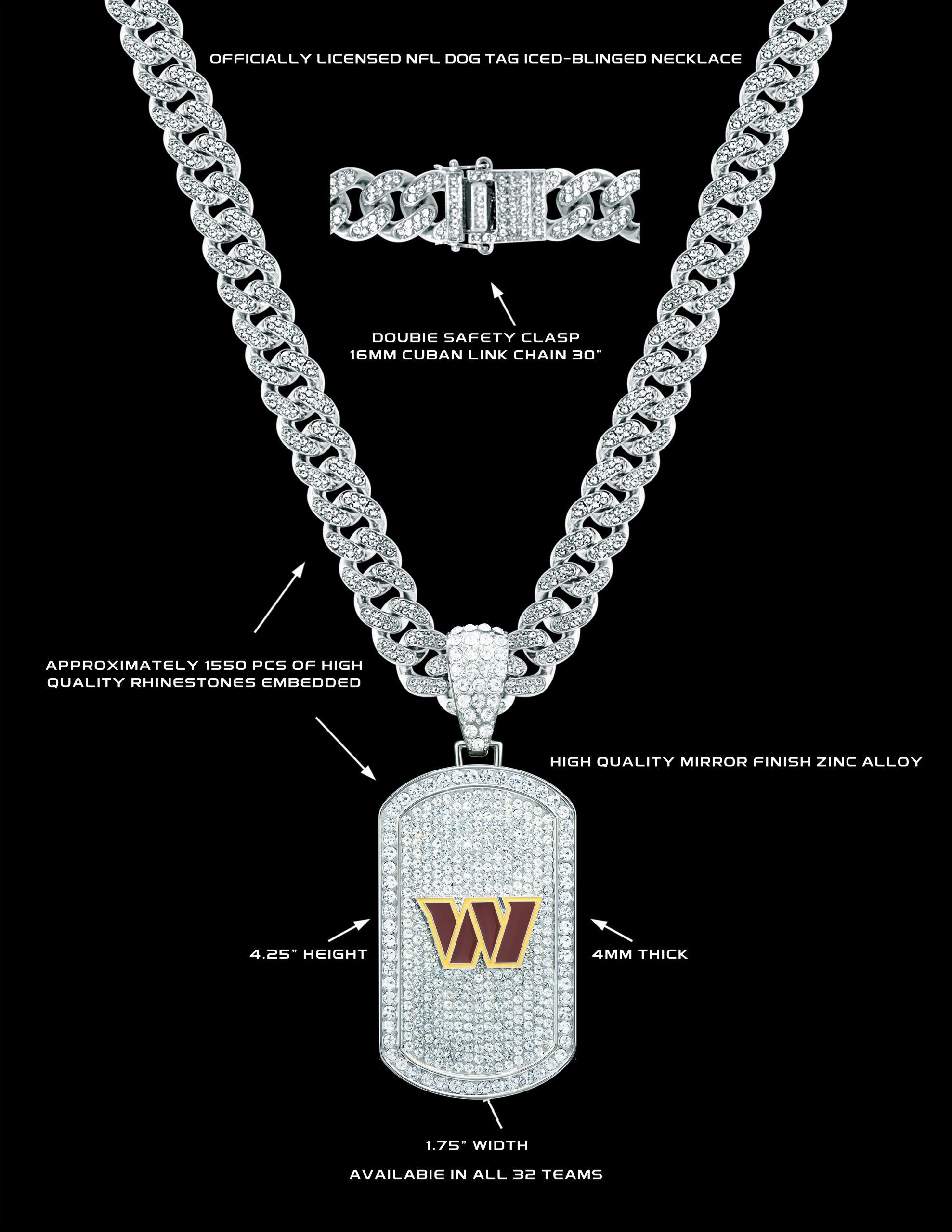 Bling Dog-Tag Necklace – Washington Commanders – Simran International